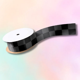 Klassische, moderne Schwarz-Smoky-Schwarz-Schachbr Satinband