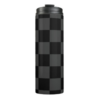 Klassische, moderne Schwarz-Smoky-Schwarz-Schachbr Thermosbecher