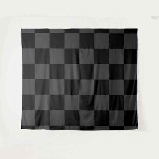 Klassische, moderne Schwarz-Smoky-Schwarz-Schachbr Wandteppich (Vorderseite (Horizontal))
