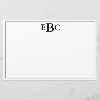 Klassische moderne Schwarz-Weiß-Monogramm-Stationä Briefpapier