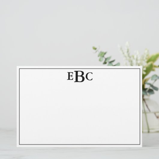 Klassische moderne Schwarz-Weiß-Monogramm-Stationä Briefpapier (Stehend Vorderseite)