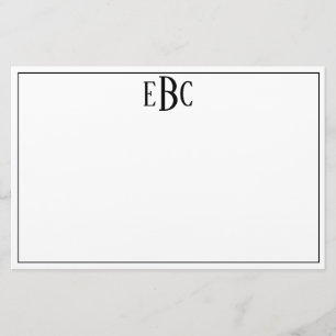 Klassische moderne Schwarz-Weiß-Monogramm-Stationä Briefpapier