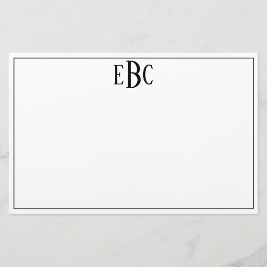Klassische moderne Schwarz-Weiß-Monogramm-Stationä Briefpapier (Vorderseite)