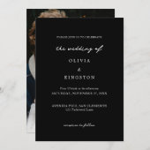 Klassische Moderne Schwarz-weiße Hochzeit Einladung (Vorne/Hinten)