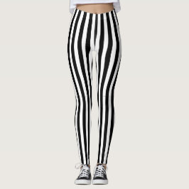 Klassische, moderne schwarz-weiße vertikale Streif Leggings