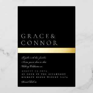 Klassische moderne schwarze graue Goldfolie Streif Folieneinladung