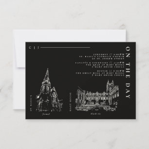 Klassische moderne schwarze Hochzeitsdetails-Progr Einladung