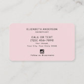 Klassische moderne Script-Haarstylist Blush Pink Visitenkarte (Rückseite)