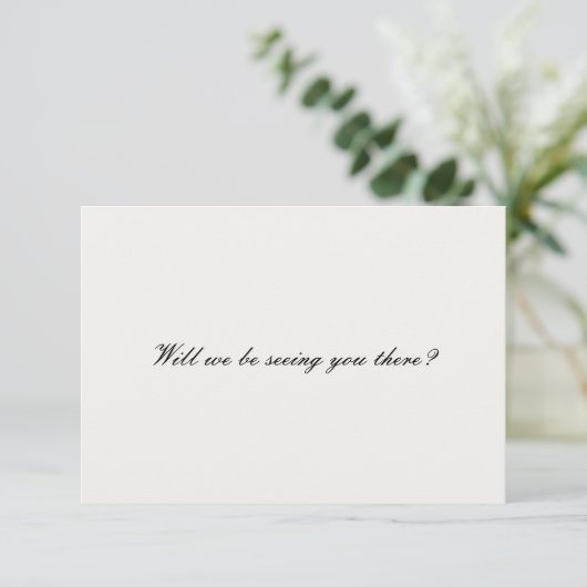 Klassische moderne Script QR Code Hochzeit RSVP Karte (Stehend Vorderseite)