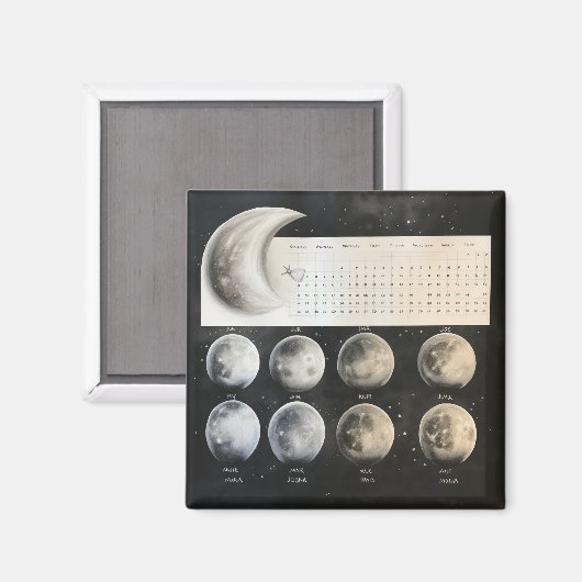 Klassische Mondphasen - Retro-Himmelszeitplan Magnet (Vorderseite/Rückseite)