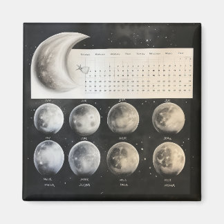 Klassische Mondphasen - Retro-Himmelszeitplan Magnet