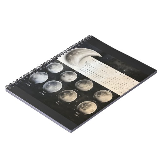 Klassische Mondphasen - Retro-Himmelszeitplan Notizblock (Linke Seite)