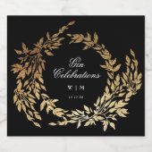 Klassische Mongram Black Wappen Hochzeit Alkoholflaschenetikett (Einzelnes Label)