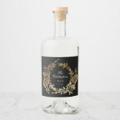 Klassische Mongram Black Wappen Hochzeit Alkoholflaschenetikett (Vorderseite)