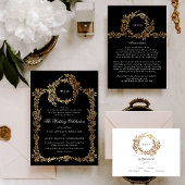 Klassische Mongram Black Wappen Hochzeit Begleitkarte