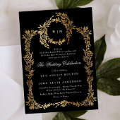 Klassische Mongram Black Wappen Hochzeit Einladung