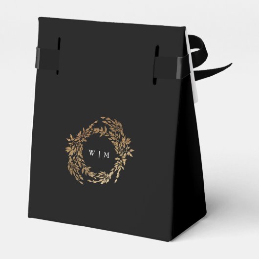 Klassische Mongram Black Wappen Hochzeit Geschenkschachtel (Rückseite)