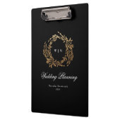 Klassische Mongram Black Wappen Hochzeit Klemmbrett (Links)