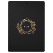 Klassische Mongram Black Wappen Hochzeit Klemmbrett (Rückseite)