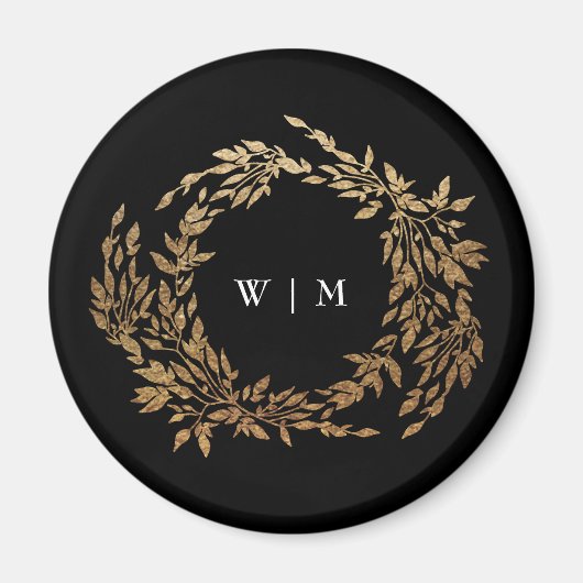 Klassische Mongram Black Wappen Hochzeit Magnet (Vorne)