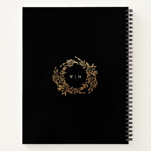 Klassische Mongram Black Wappen Hochzeit Notizblock (Rückseite)