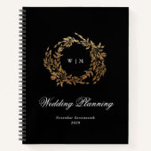 Klassische Mongram Black Wappen Hochzeit Notizblock (Vorderseite)