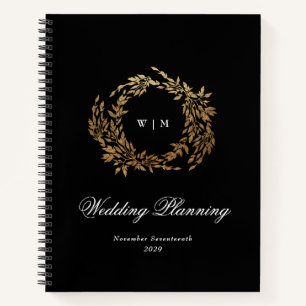 Klassische Mongram Black Wappen Hochzeit Notizblock