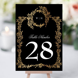 Klassische Mongram Black Wappen Hochzeit Tischnummer