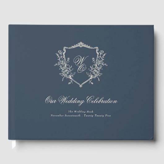 klassische Mongram-Wappen-Hochzeit Gästebuch (Vorderseite)