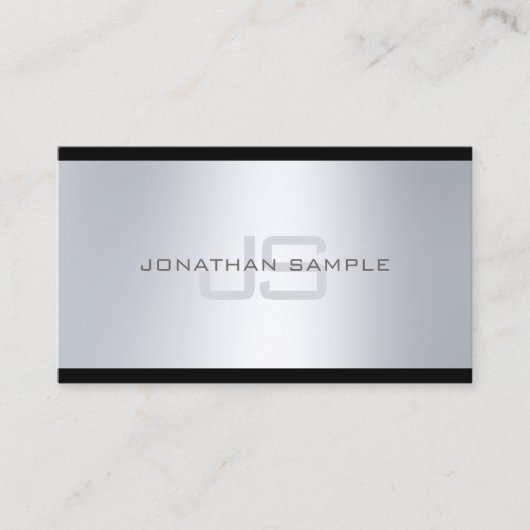 Klassische Monogram Artistic Silver Look Schlicht  Visitenkarte (Vorderseite)