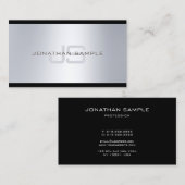 Klassische Monogram Artistic Silver Look Schlicht  Visitenkarte (Vorne/Hinten)