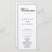 Klassische Monogram Black & White Simple Wedding Programm (Vorne/Hinten)