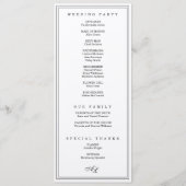 Klassische Monogram Black & White Simple Wedding Programm (Rückseite)