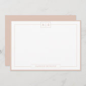 Klassische Monogram Boho Beige Border Stationery Mitteilungskarte (Vorne/Hinten)