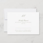 Klassische Monogram Classic Website von Sage Green RSVP Karte (Vorderseite)