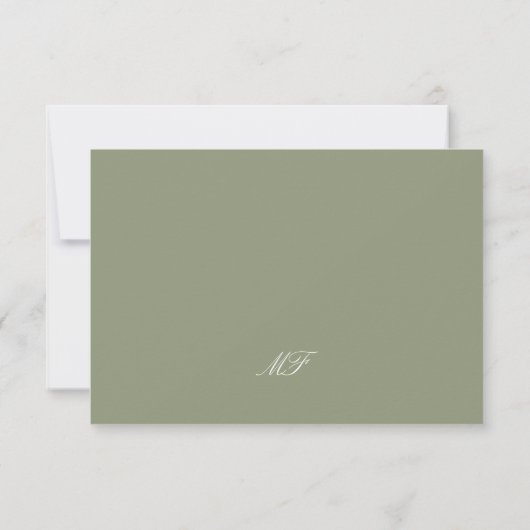 Klassische Monogram Classic Website von Sage Green RSVP Karte (Rückseite)