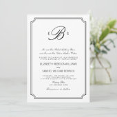 Klassische Monogram Elegant White Black Wedding Ei Einladung (Stehend Vorderseite)