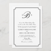 Klassische Monogram Elegant White Black Wedding Ei Einladung (Vorne/Hinten)