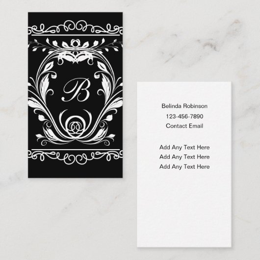 Klassische Monogram-elegante Visitenkarten Visitenkarte (Vorne/Hinten)
