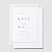 Klassische Monogram Navy Blue Wedding Save the Dat Pergament Einladungen (Versetzt)