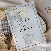 Klassische Monogram Navy Blue Wedding Save the Dat Pergament Einladungen