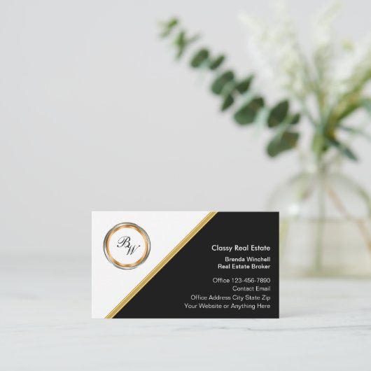 Klassische Monogram Real Anwesen Broker Business C Visitenkarte (Stehend Vorderseite)