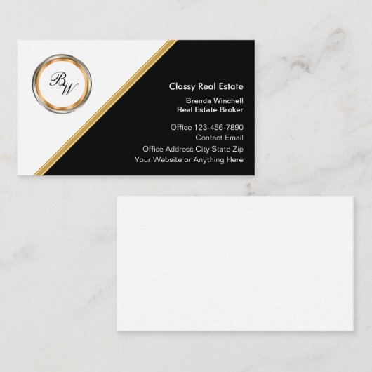 Klassische Monogram Real Anwesen Broker Business C Visitenkarte (Vorne/Hinten)