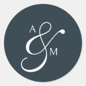Klassische Monogram Script Ampersand Wedding Cl Runder Aufkleber (Vorderseite)