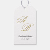 Klassische Monogram Script Black and Gold Wedding Geschenkanhänger (Vorderseite)