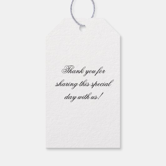 Klassische Monogram Script Black and Gold Wedding Geschenkanhänger (Rückseite)