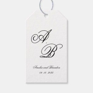 Klassische Monogram Script Schwarz und Weiß Hochze Geschenkanhänger