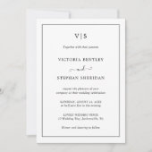 Klassische Monogram Traditionelle Elegante Hochzei Einladung (Vorderseite)