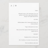 Klassische Monogram White Black Script Custom Wedd Menükarte (Vorderseite)