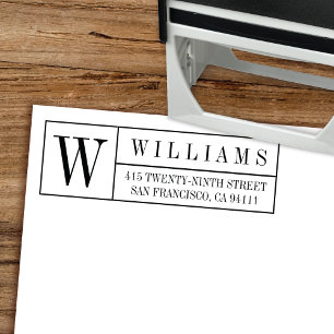 Klassische Monogramm-Box-Rücksendeadresse Permastempel